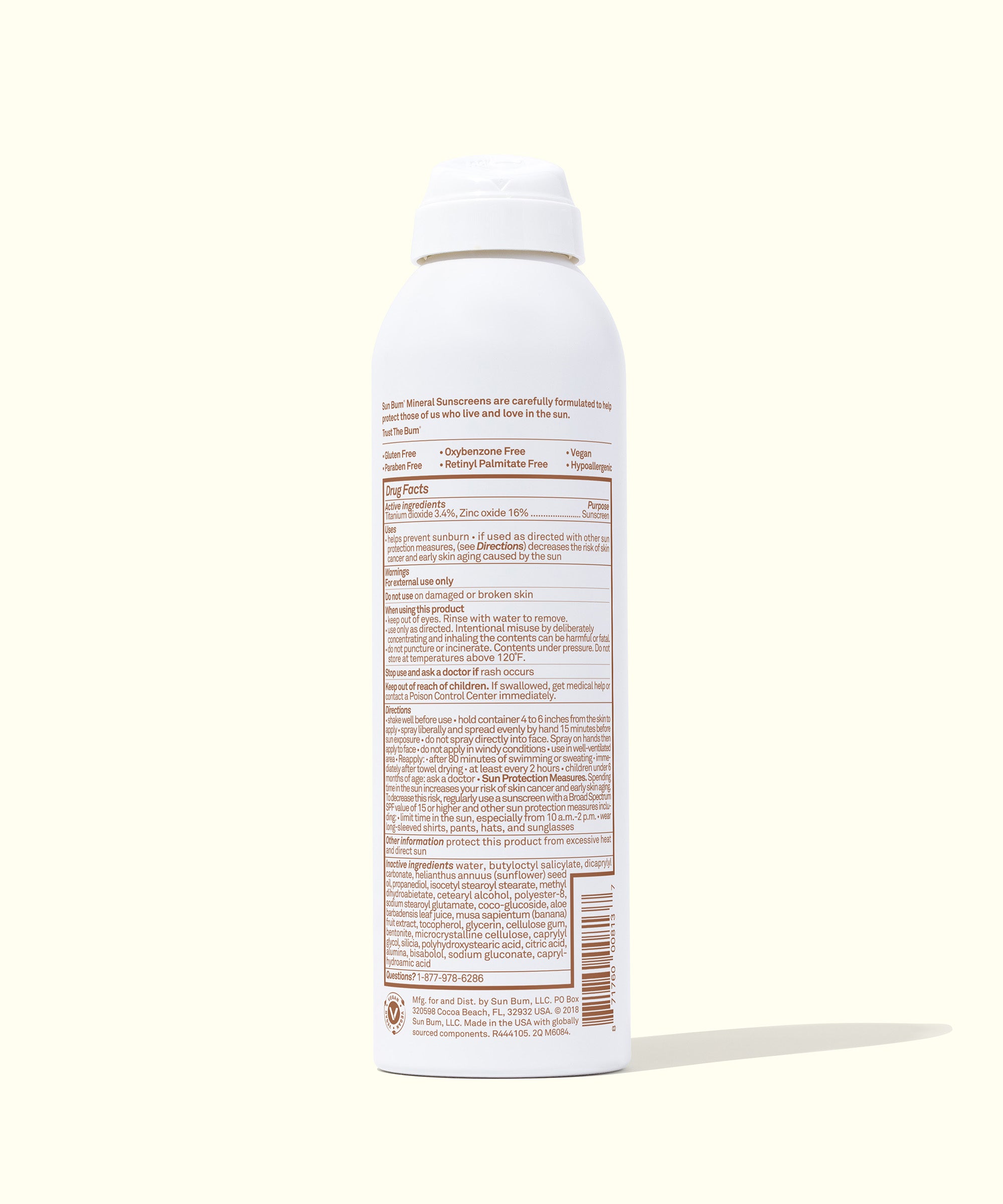 Mineral SPF 50 Sunscreen Spray with Broad Spectrum protection, zinc-based, Fragrance-Free, non-aerosol  compression, B.O.V technology by Sun Bum.