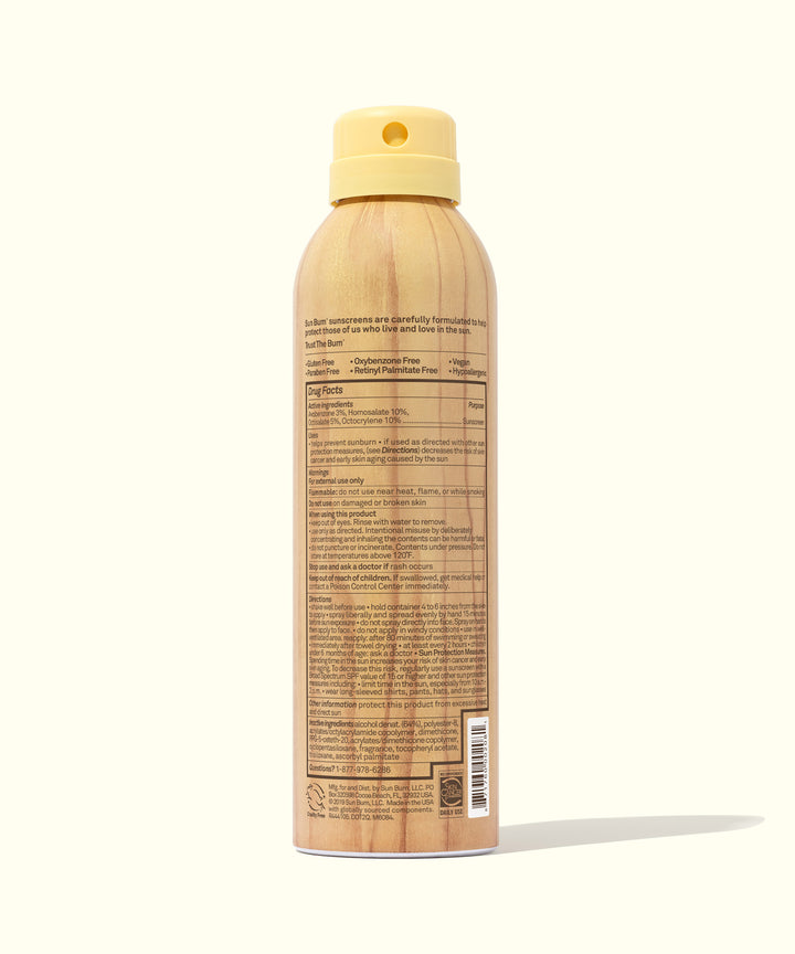 Continuous spray sunscreen with SPF 70 protection and Vitamin E, no chemical propellants, Sun Bum.
