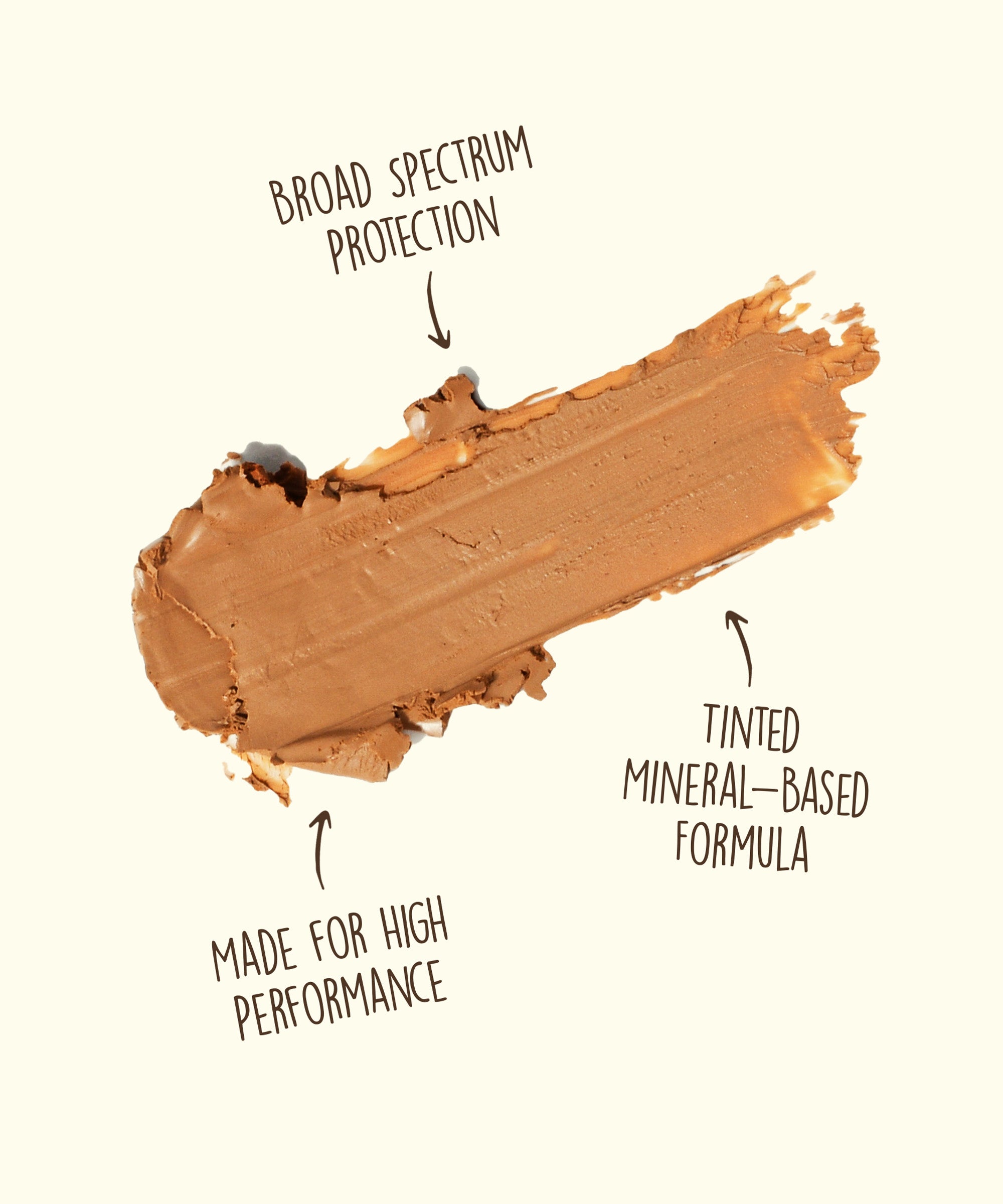 Swatch of Sun Bum's High Performance Tinted Mineral Sunscreen Face Stick - Broad Spectrum Protection, Made for high performance, Tinted mineral based formula