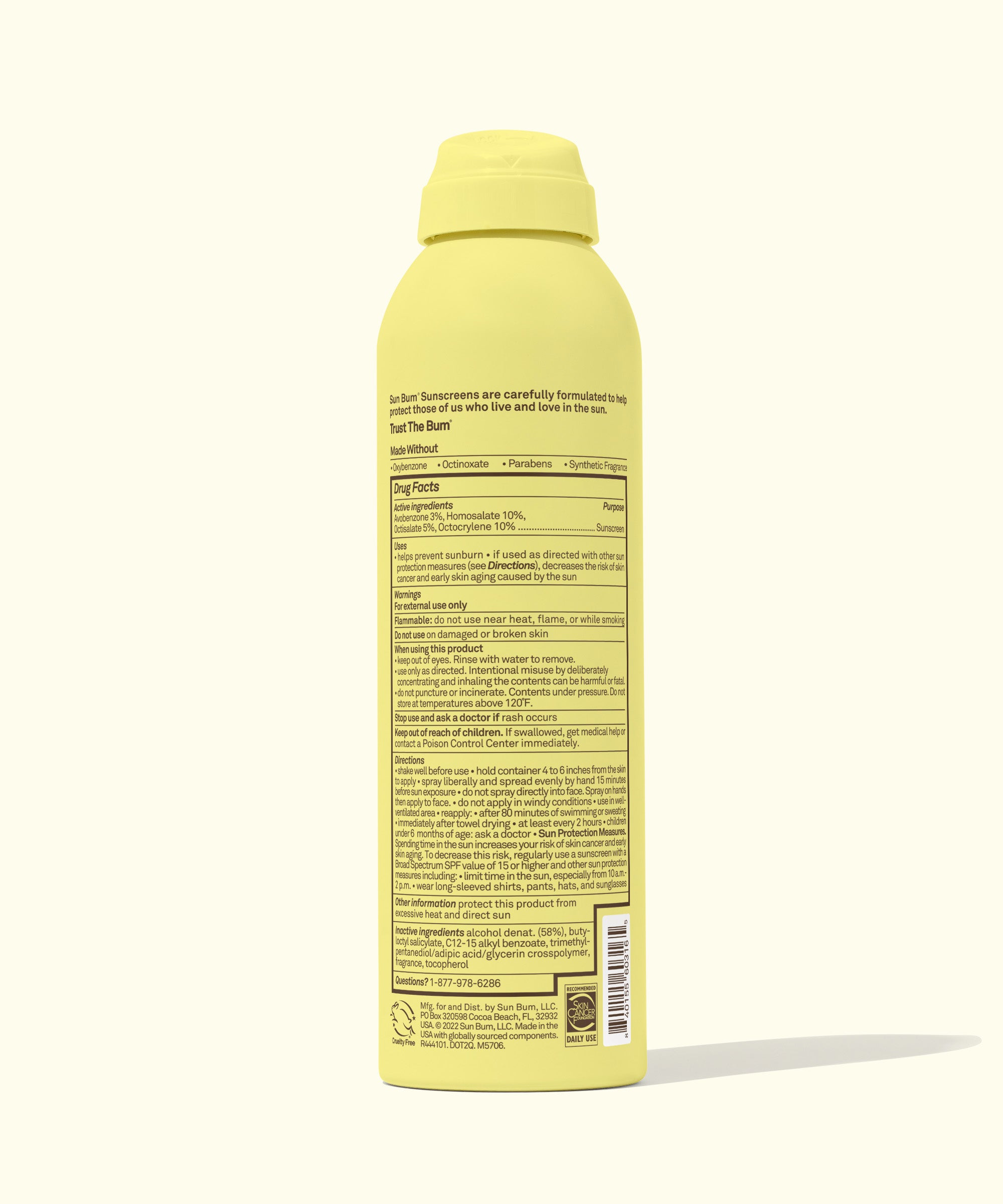 Back view of Kids SPF 50 Clear Sunscreen Spray with water-resistant formula by Sun Bum