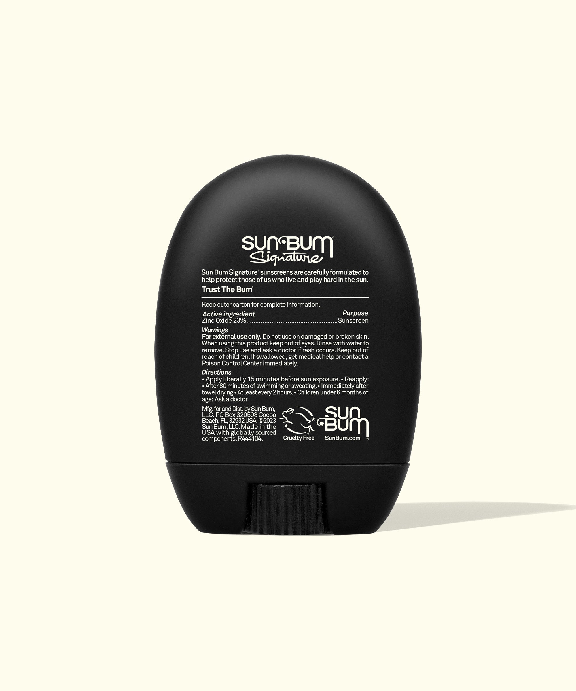 Back of Sun Bum's Higher Performance Mineral Sunscreen Face Stick