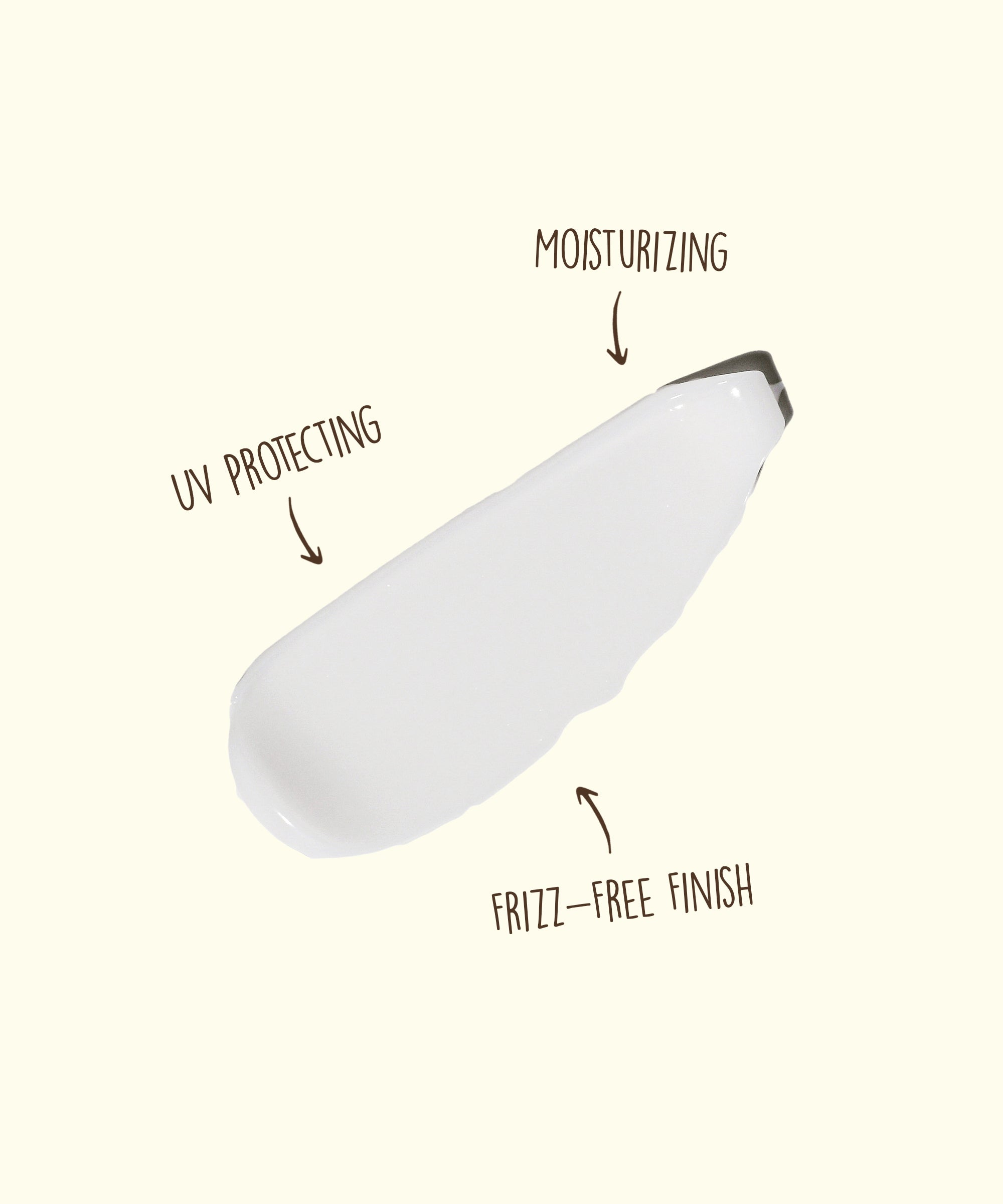 Swatch of moisturizing, UV protecting, frizz-free finish for Curls Conditioner by Sun Bum.
