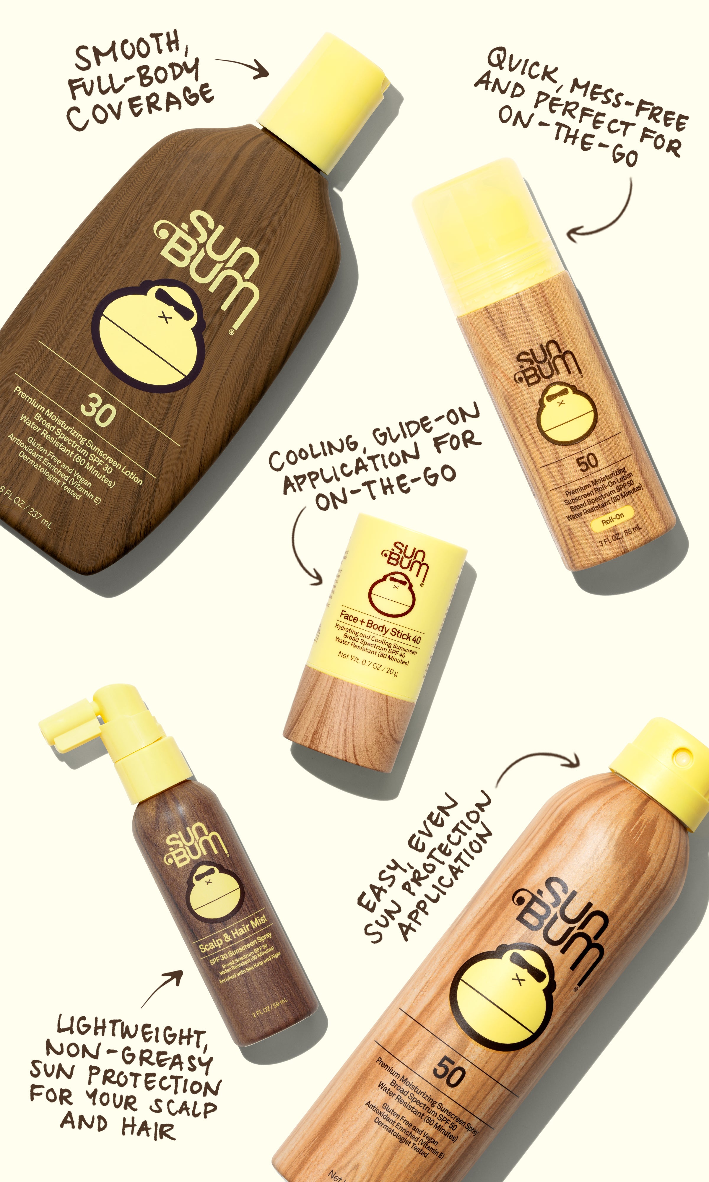 Original SPF collection with lotion, roll-on, stick, mist, and scalp spray for easy full-body sun protection - Original SPF Collection - Sun Bum