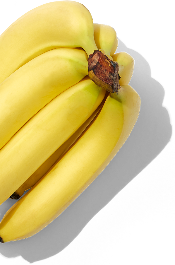 Bunch of yellow bananas on a white background