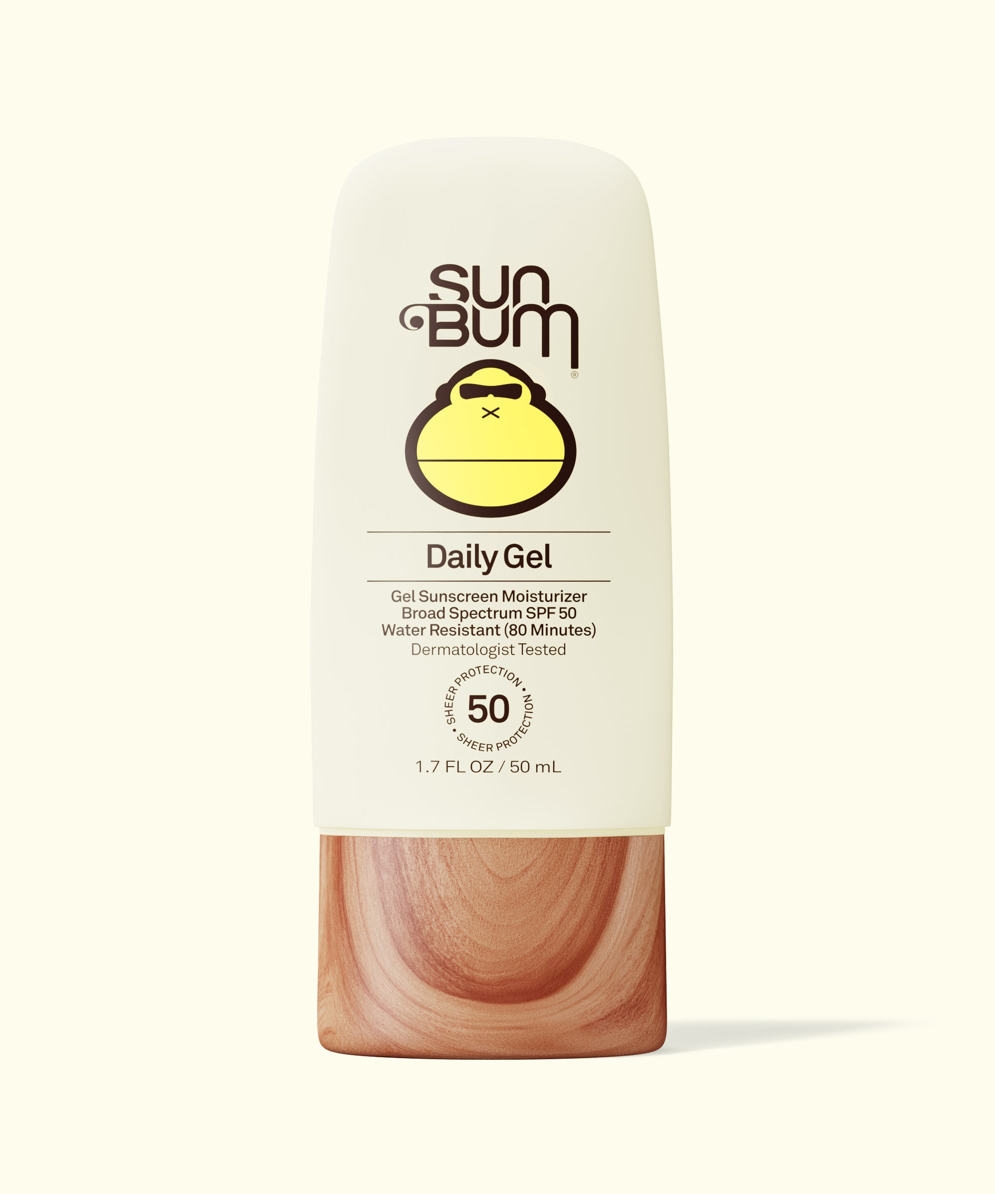 sun bum bottle on a cream background