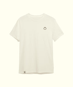 Plain white tee with a small mascot logo on the front, perfect for casual wear. Sun Bum