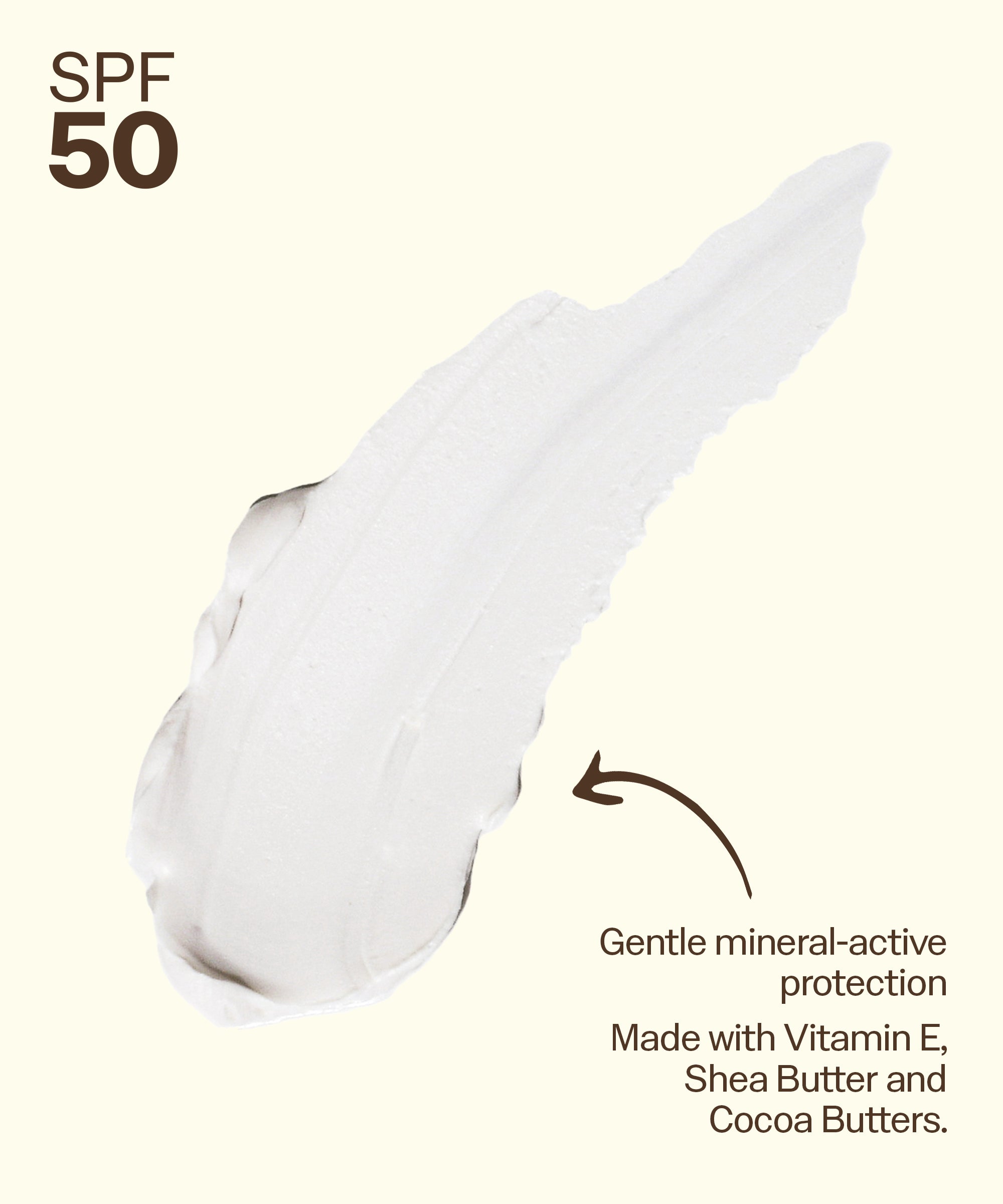 Sunscreen cream with SPF 50 label and ingredients listed on a white background