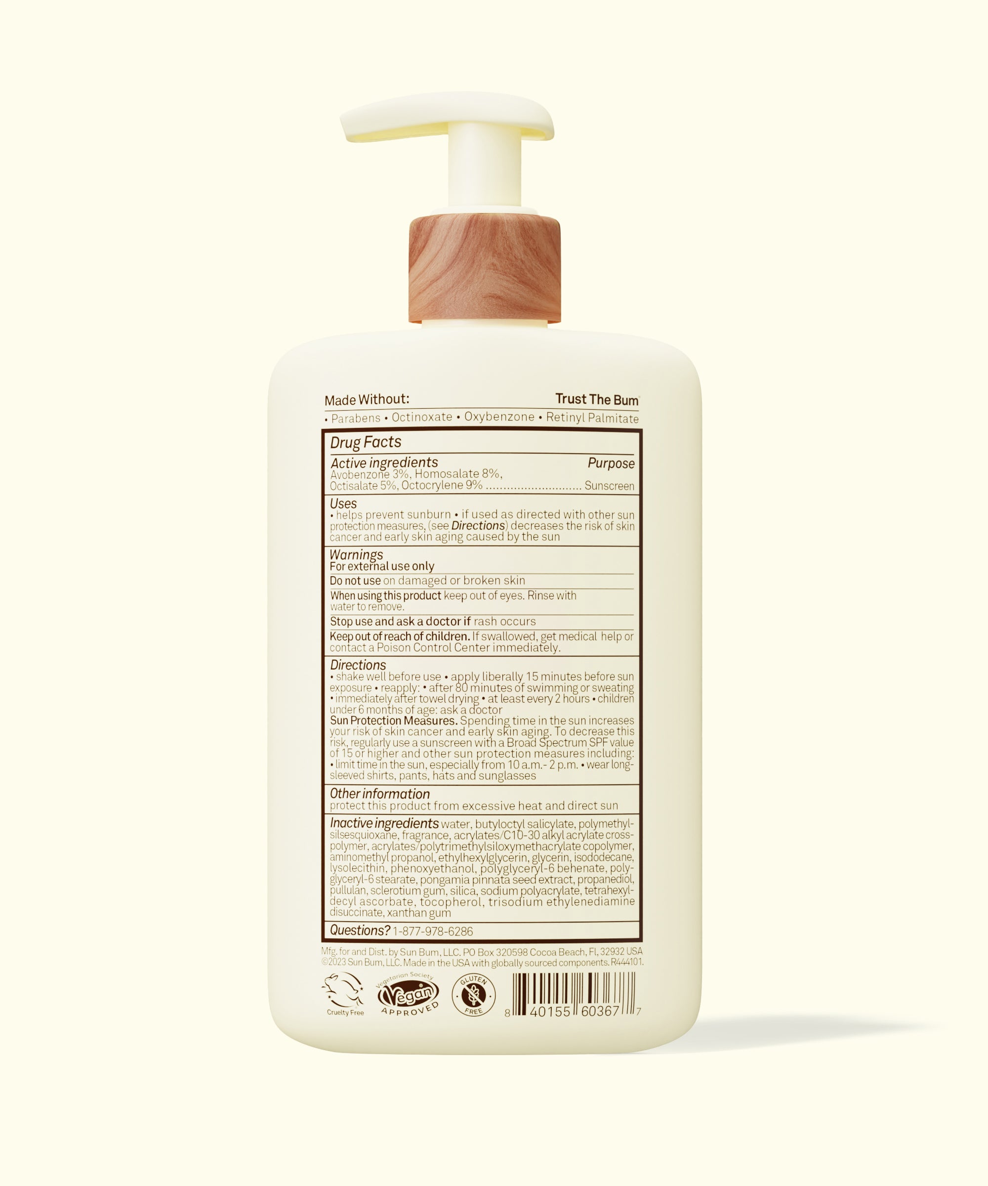 Sun Bum Daily Body lotion bottle on a cream background