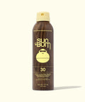 Sun Bum Original 30 Sunscreen Spray in Can with Woodgrain and Sonny Logo 