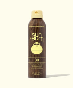 Sun Bum Original 30 Sunscreen Spray in Can with Woodgrain and Sonny Logo 