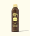Sun Bum SPF 30 spray bottle on a white background