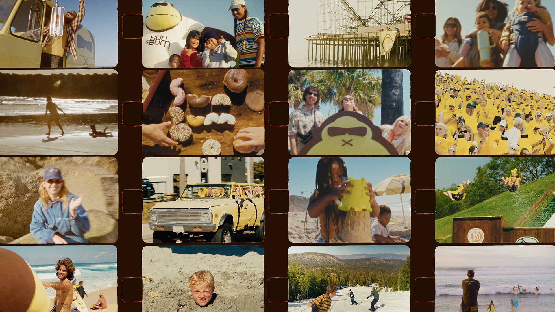 Collage of various scenes including people, vehicles, and landscapes.