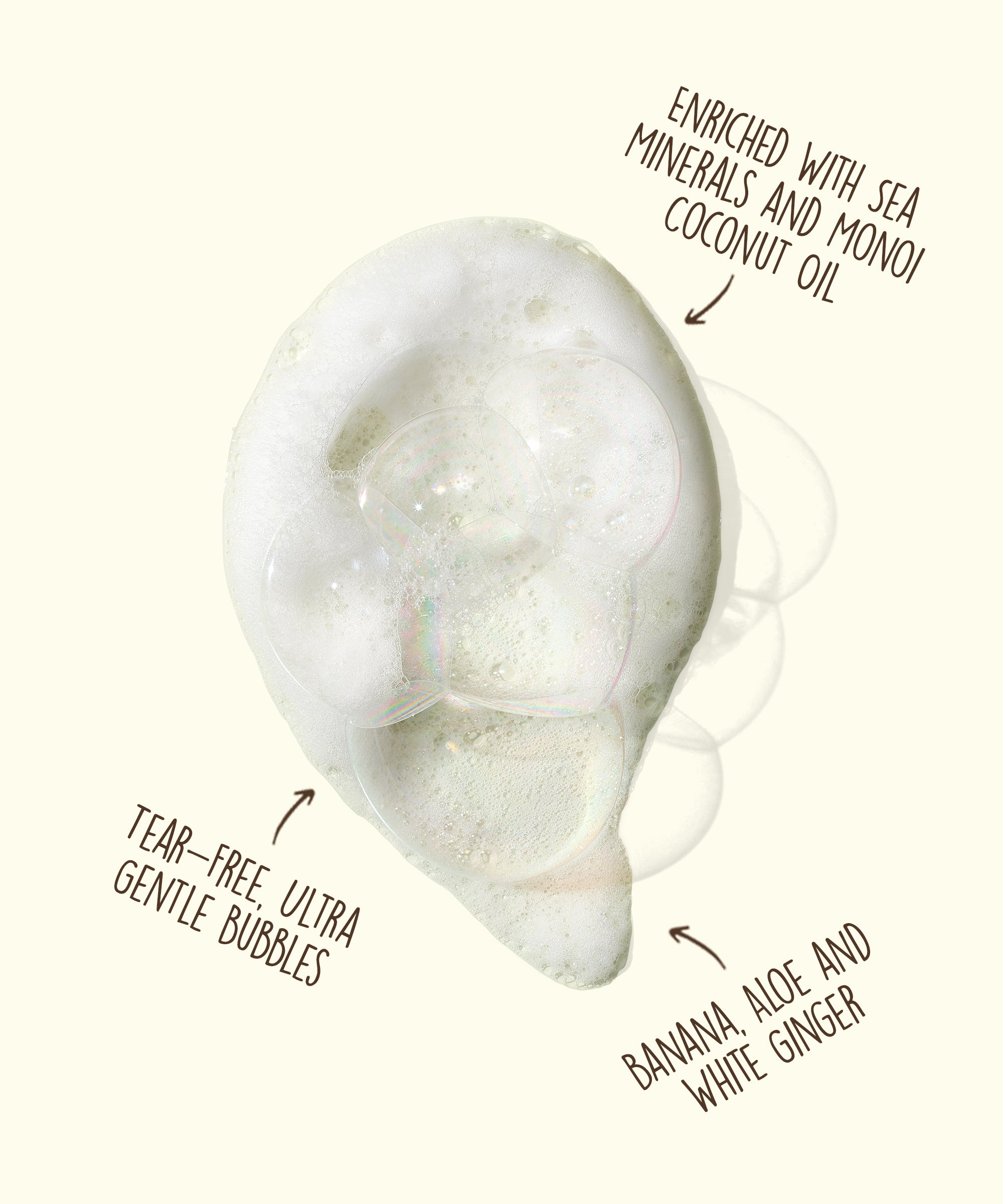 Close-up of gentle, tear-free bubbles enriched with coconut oil and botanicals - Baby Bubble Bath - Sun Bum