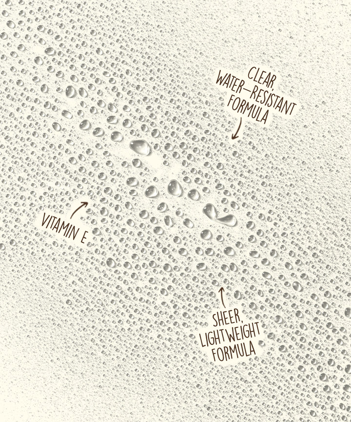 Clear water-resistant formula with Vitamin E and suitable for wet and dry skin application. Sun Bum