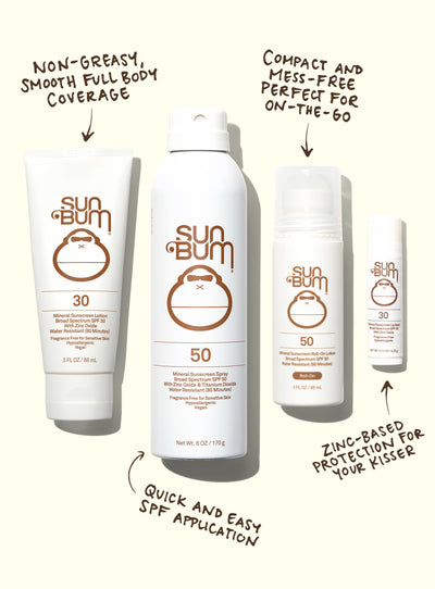 Mineral SPF products for smooth, mess-free sun protection on body, face, and lips - Mineral SPF Collection - Sun Bum