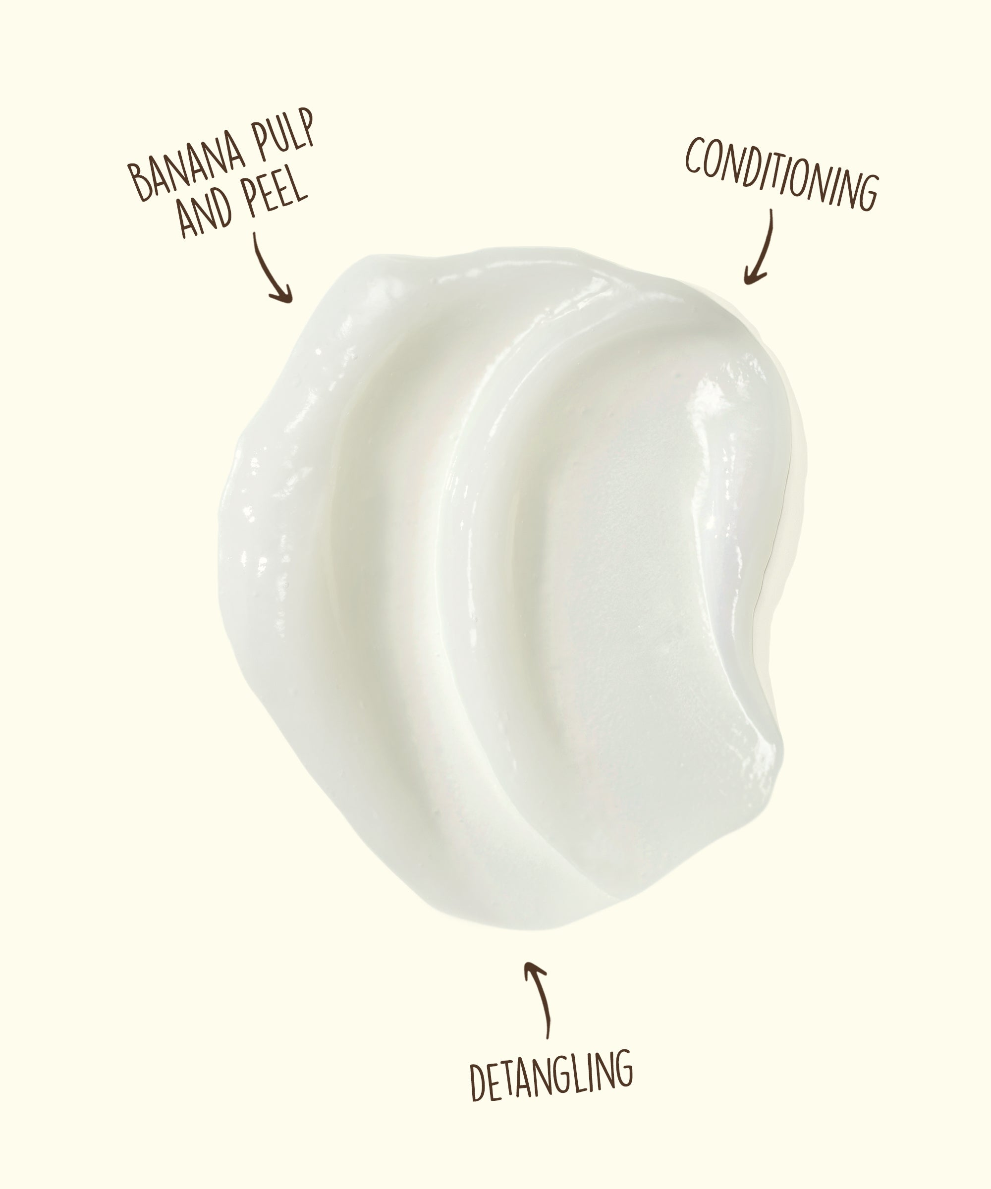 Swatch of creamy leave-in conditioner with banana peel and pulp for detangling and conditioning - Revitalizing - Sun Bum