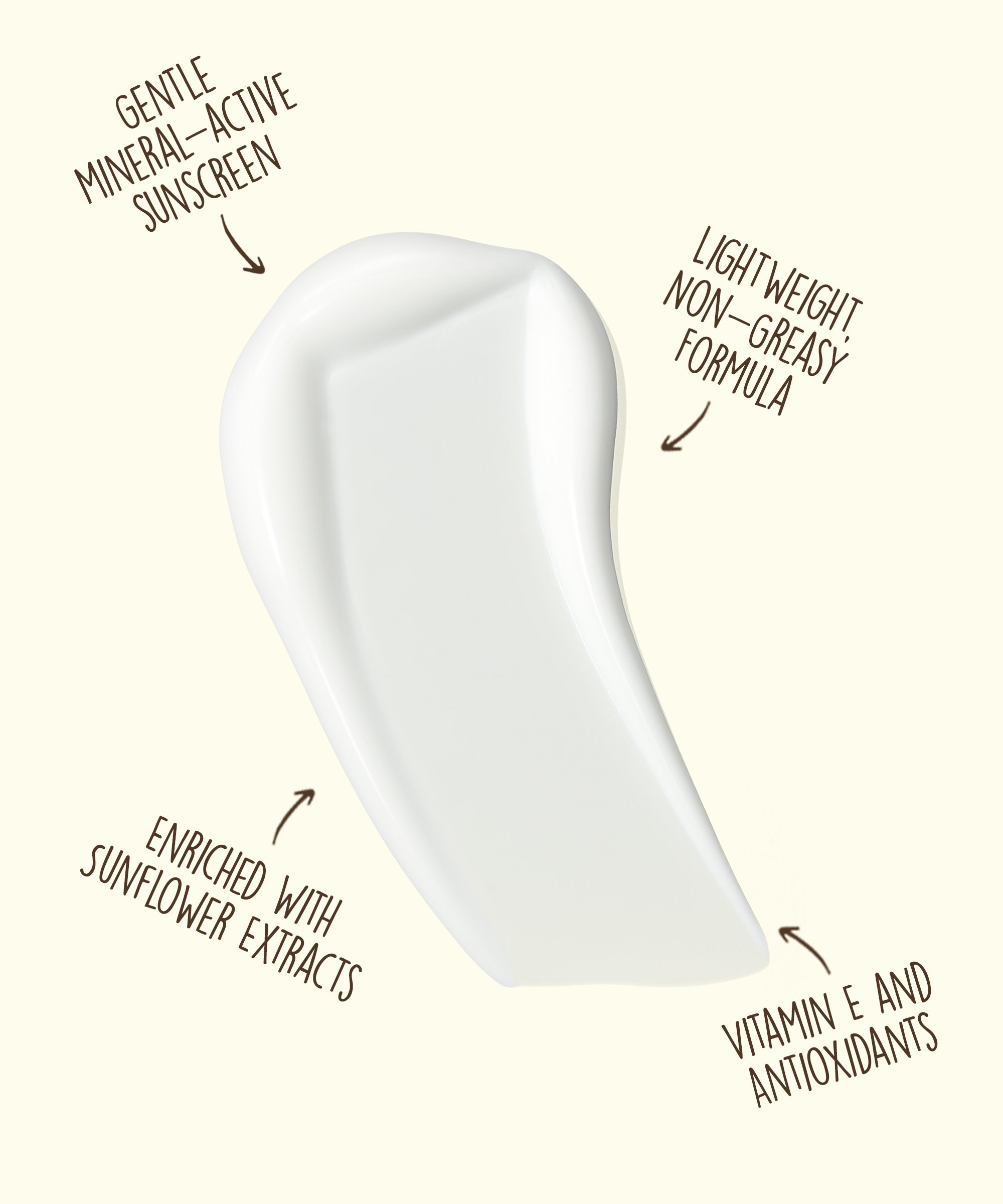 White sunscreen swatch in a cream background