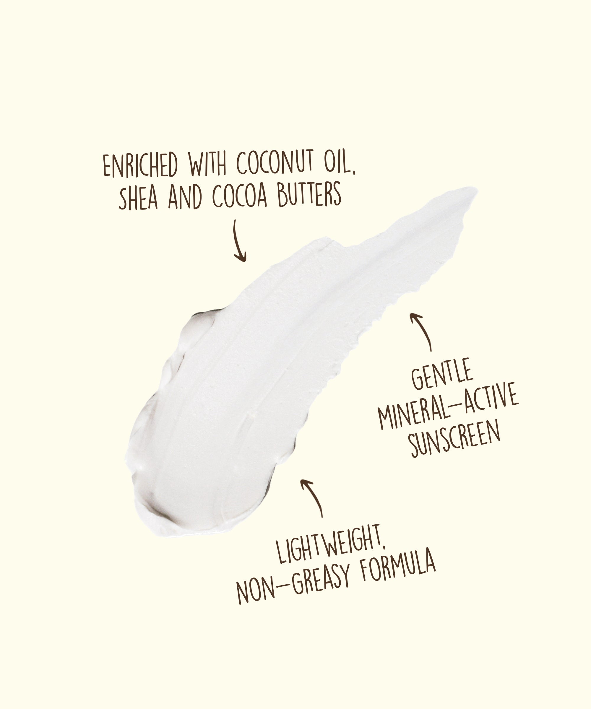 White sunscreen swatch on a cream background