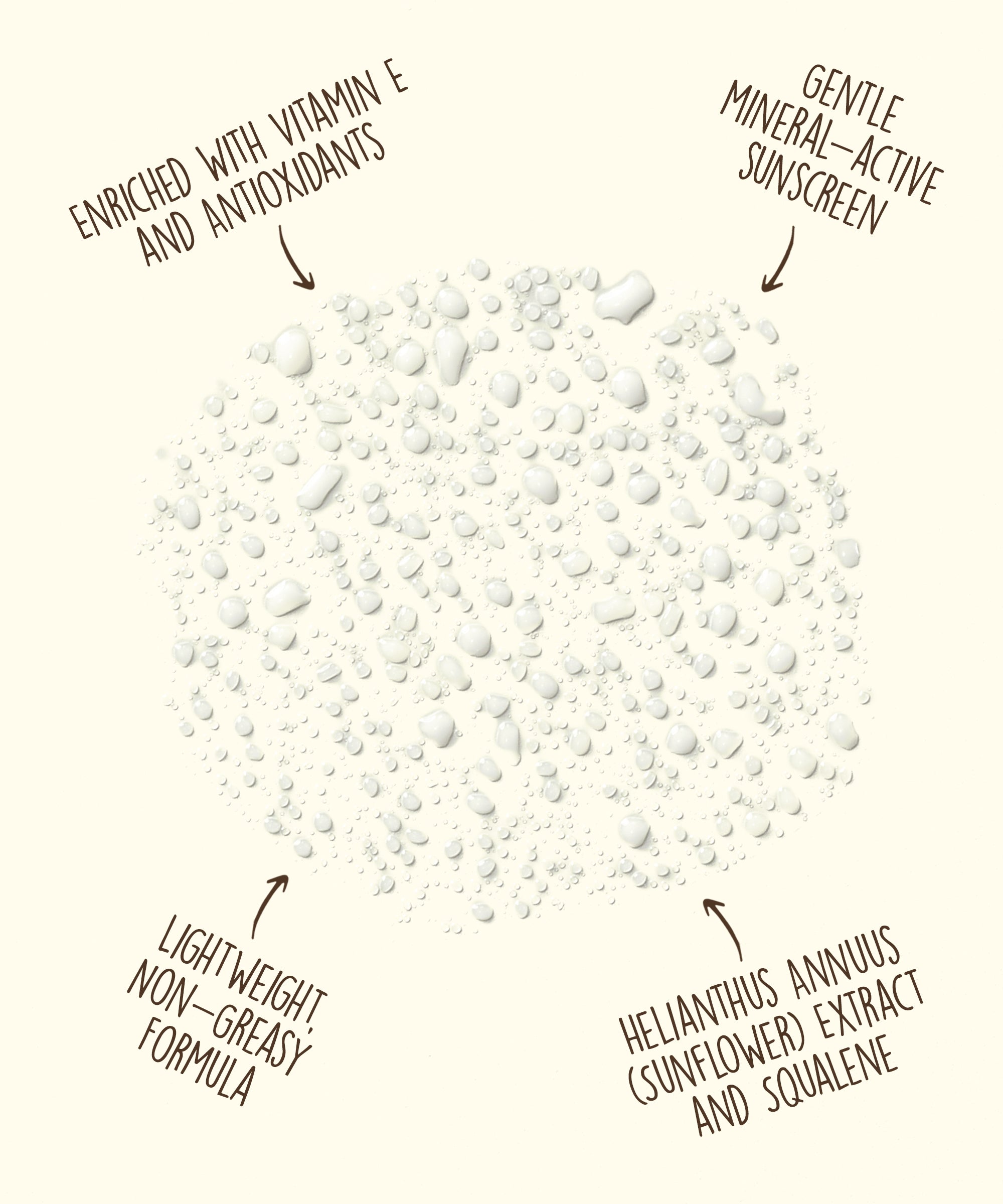 White spray sunscreen swatch on a cream background