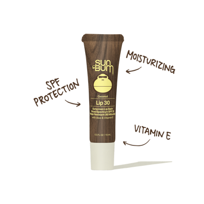 Sun Bum Lip 30 Coconut Lip Balm with SPF 30, aloe, and vitamin E for sun protection and moisture – Lip Tube Collection - Sun Bum.