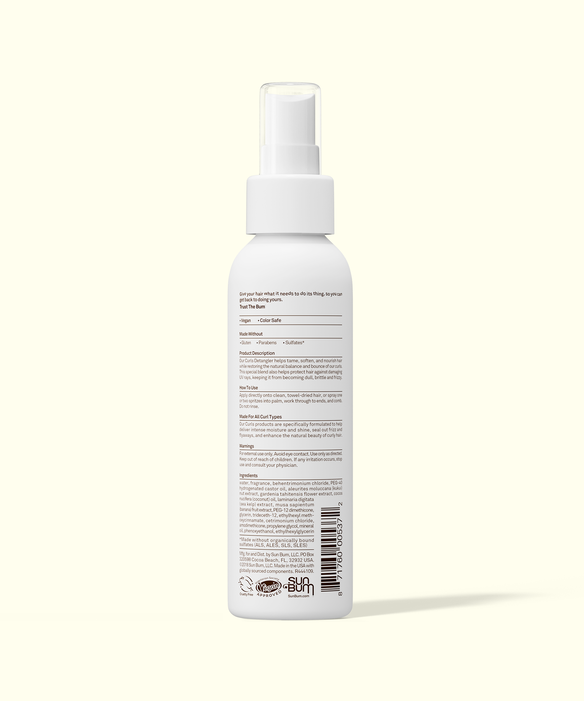 White spray bottle with label on a white background