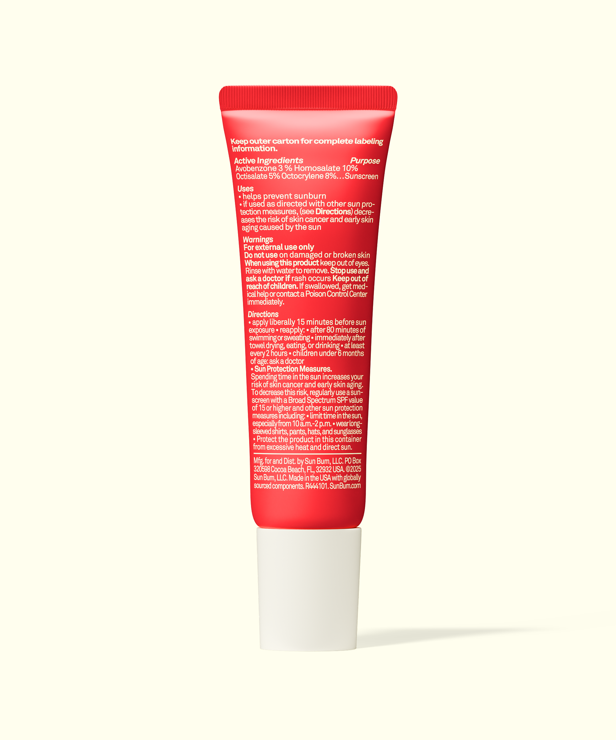 Red tube with white cap on a white background
