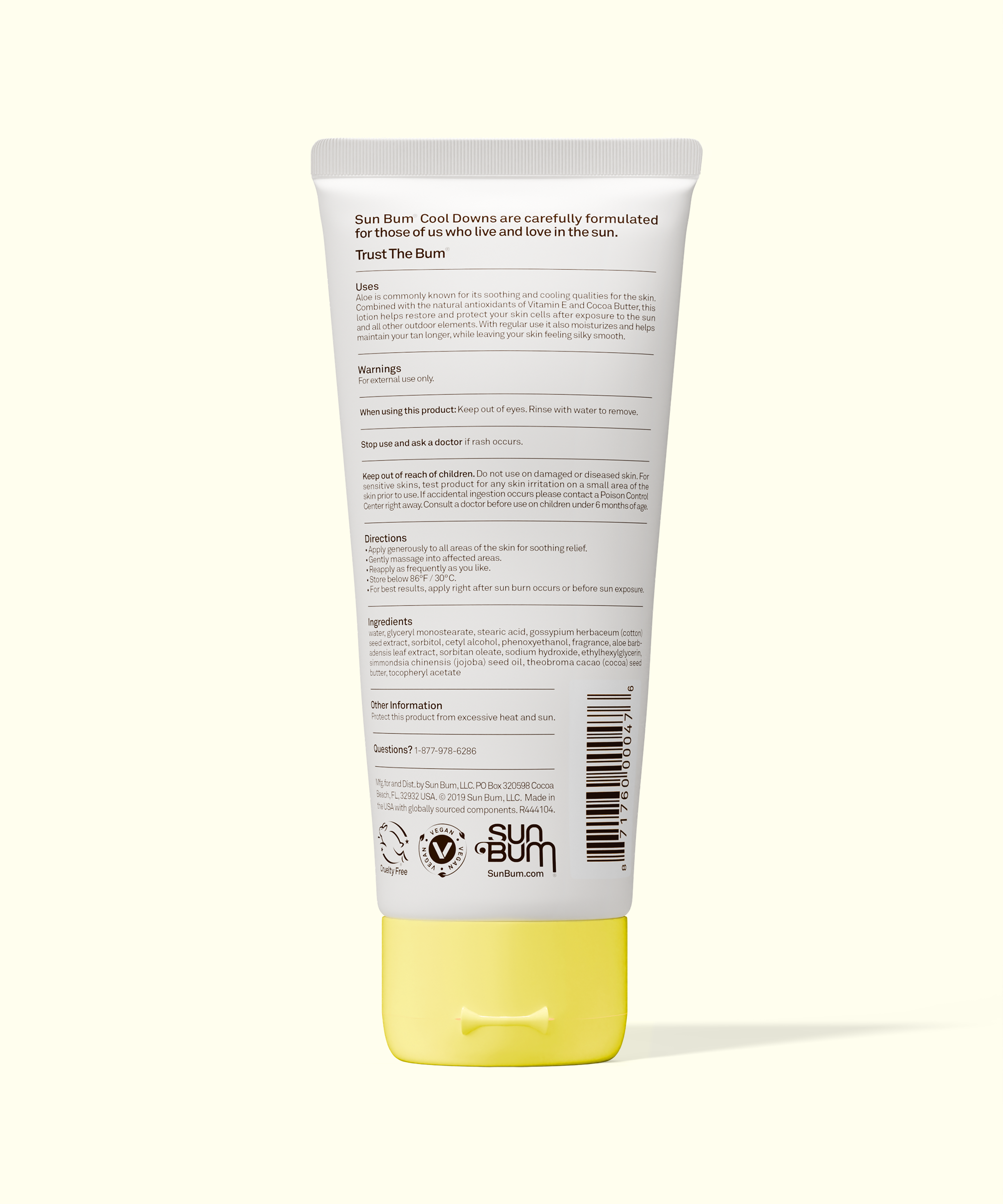 Sun Bum sunscreen tube with label on a white background