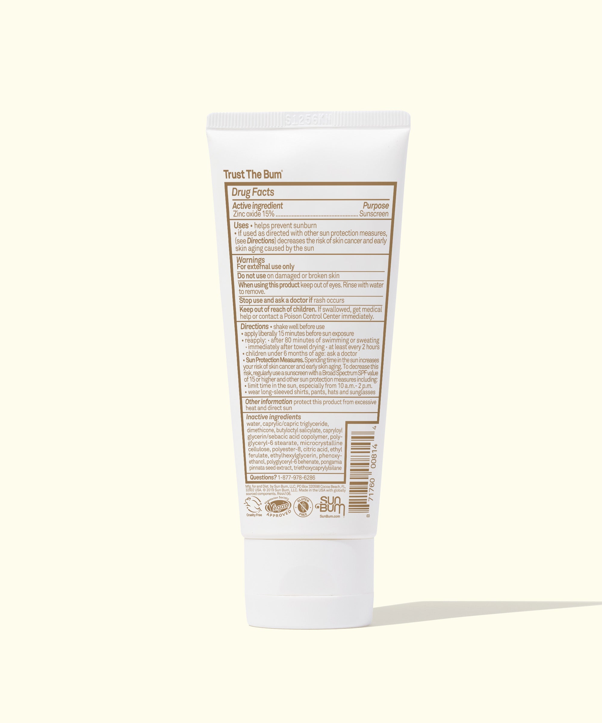 Tube of 'Trust The Bum' diaper rash cream on a white background