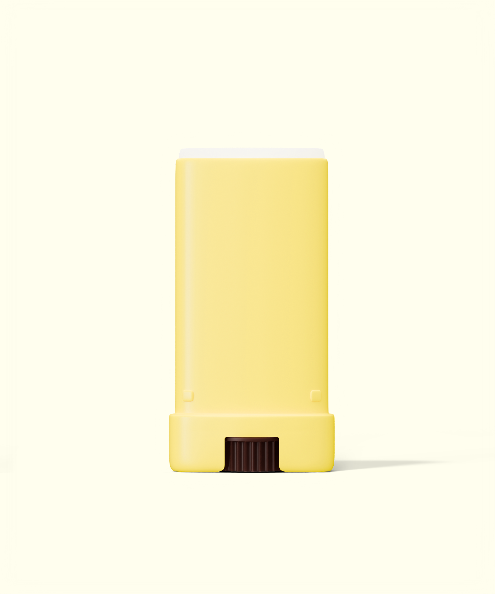 Yellow rectangular object with a black base on a white background
