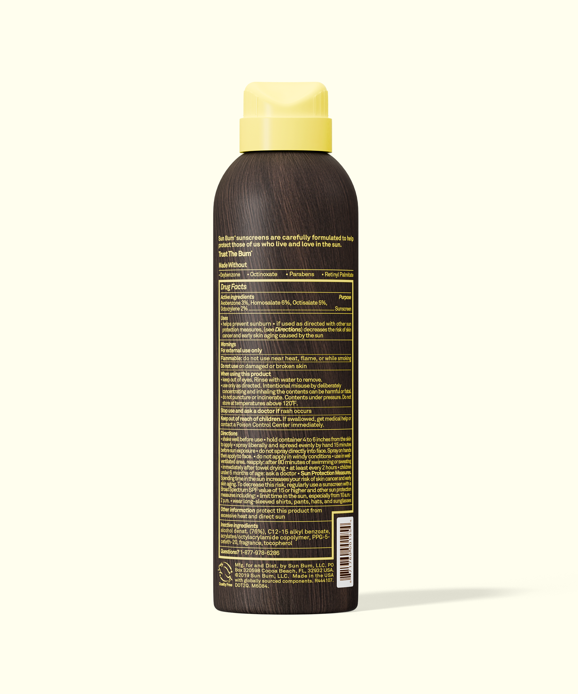 Bottle with a yellow cap and label on a white background