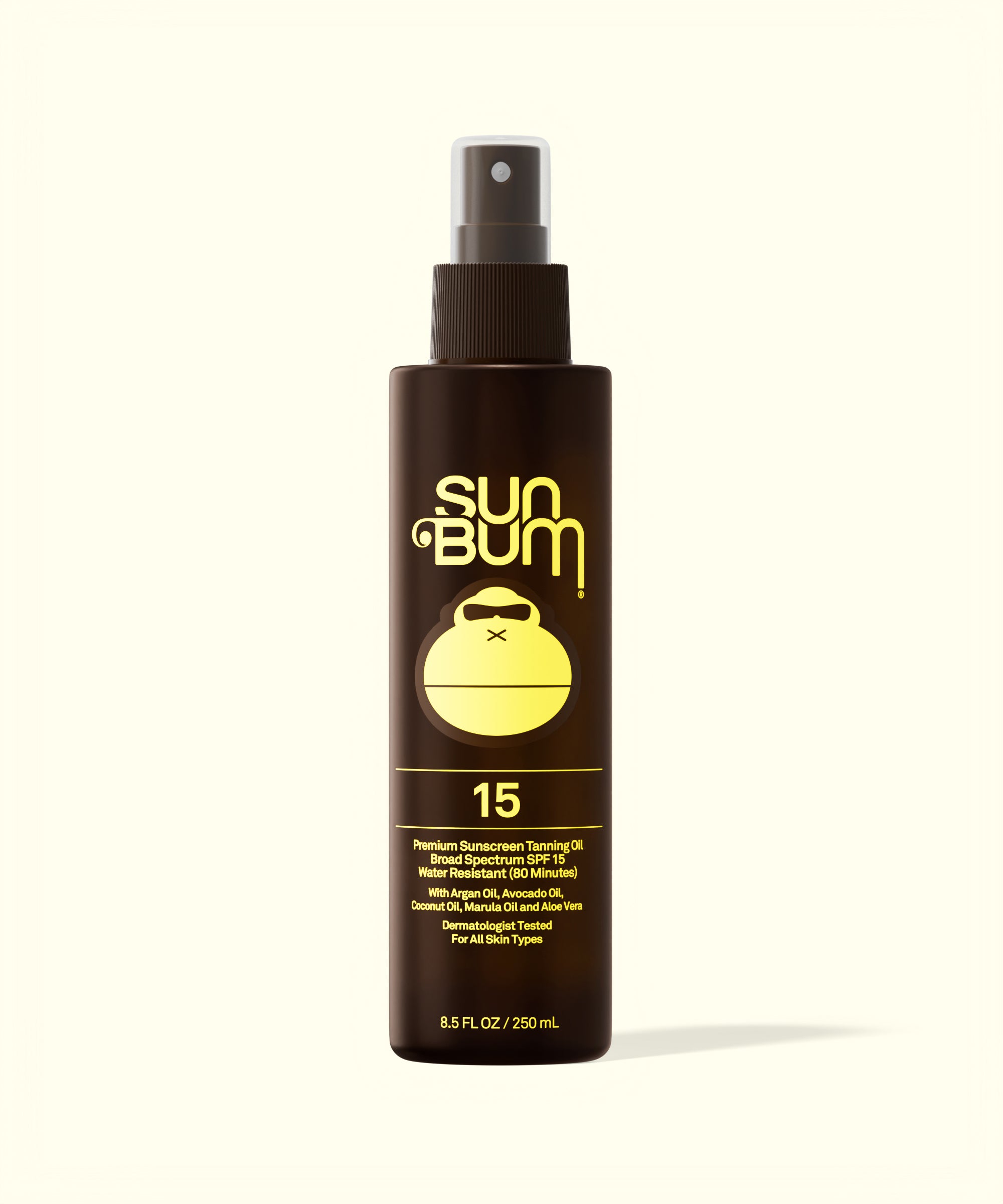 Sun Bum sunscreen spray bottle on a white background