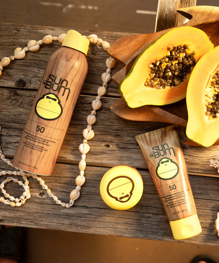 Sun Bum SPF 50 sunscreen spray, lotion, and balm with clear formulas and tropical vibes - Signature Collection - Sun Bum